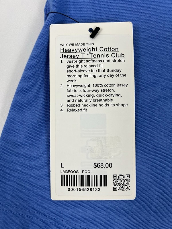 NWT Size Large Lululemon Heavyweight Cotton Jersey Tennis Club POOL Pool Party gallery