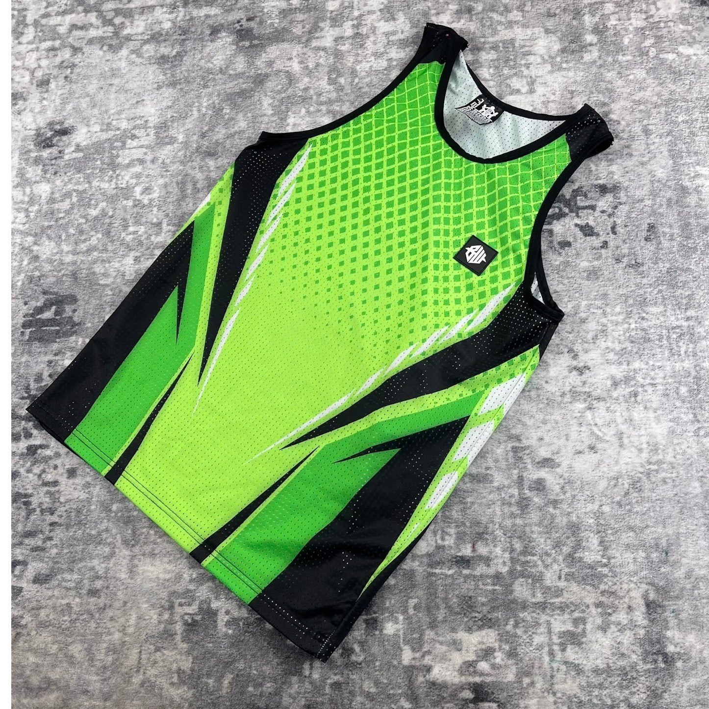 Breedwell Men Small Neon Green Black Sublimated Jersey Breathable Rave Techwear gallery