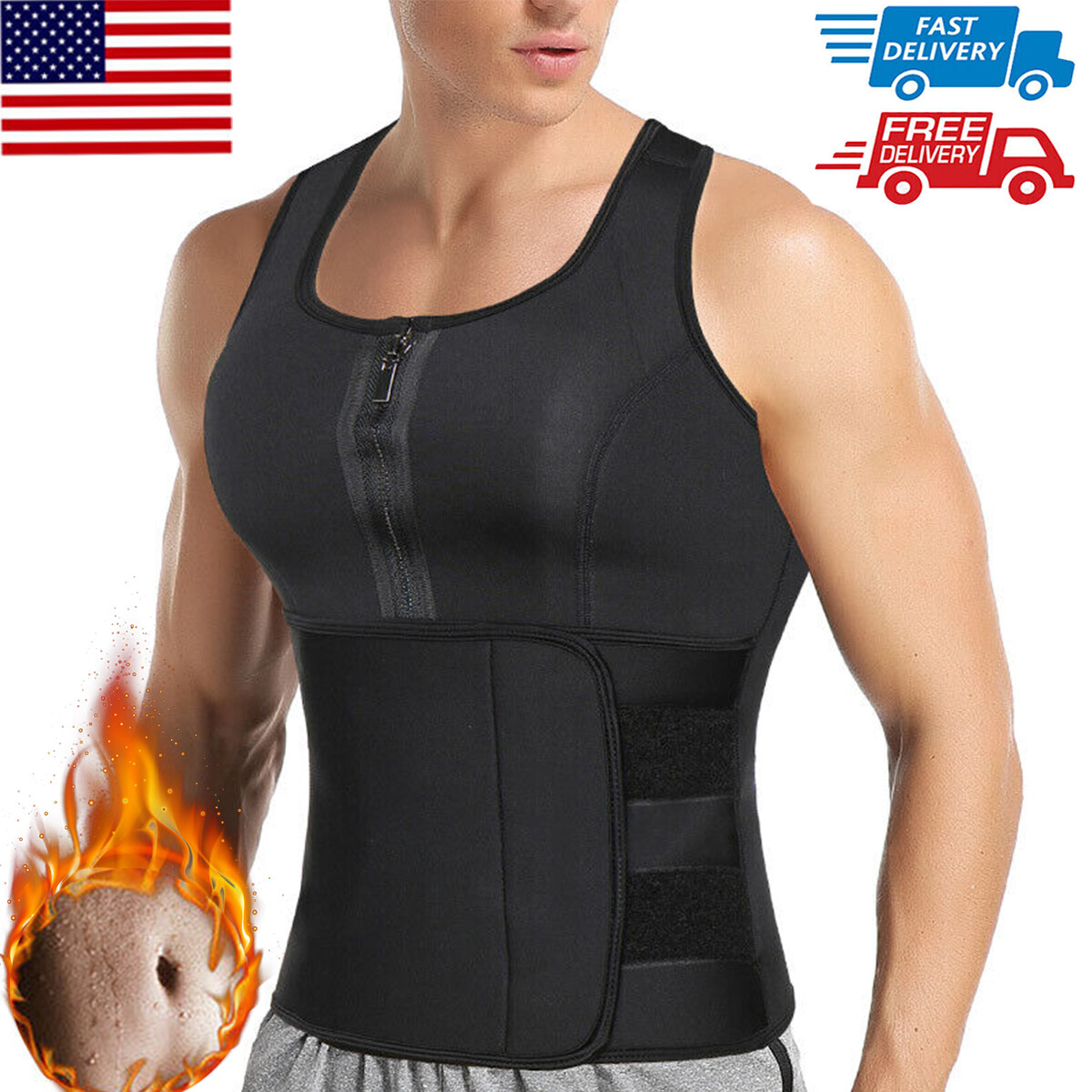 Men Corset Neoprene Sauna Sweat Vest Body Shaper Waist Trainer Fitness Shapewear gallery