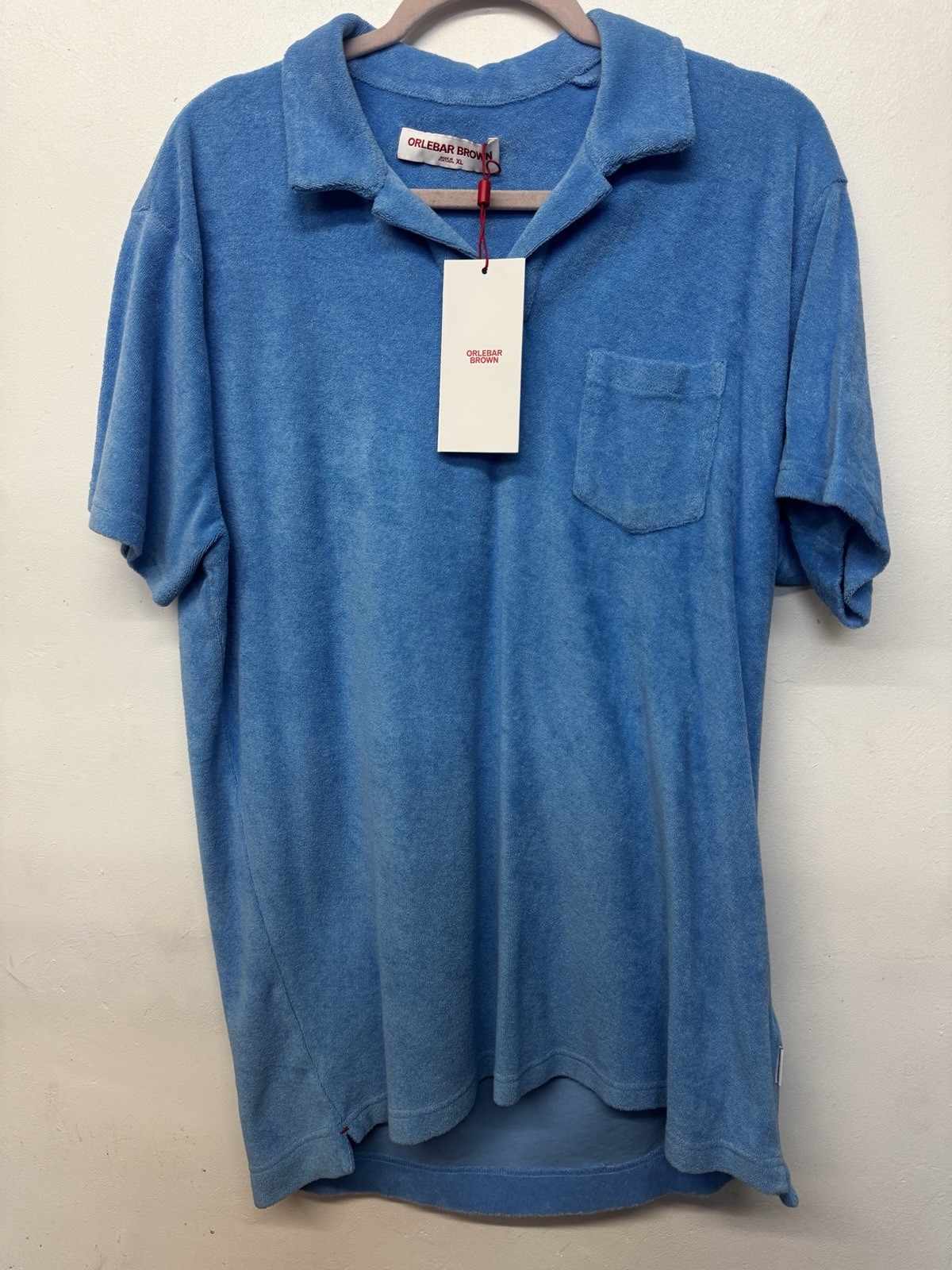Orlebar Brown TERRY TOWELLING Polo Shirt Blue Riviera Resort Mens Sz XL gallery