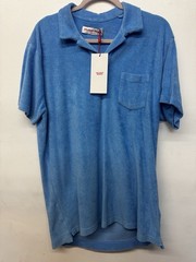 Orlebar Brown TERRY TOWELLING Polo Shirt Blue Riviera Resort Mens Sz XL