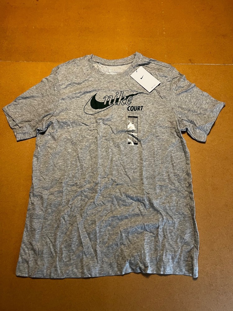 Nike Court Dri-FIT Men's Swoosh Tennis T-Shirt Grey Mens M DD8376-064