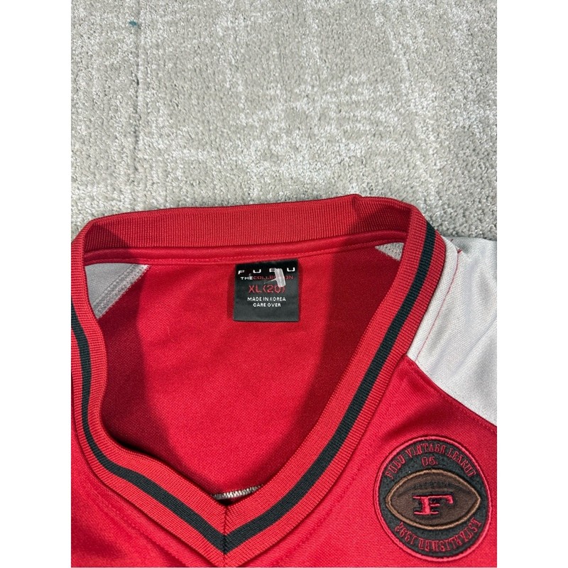 Vintage Y2K FUBU Long Sleeve Red Gray Jersey Made in Korea Size XL gallery