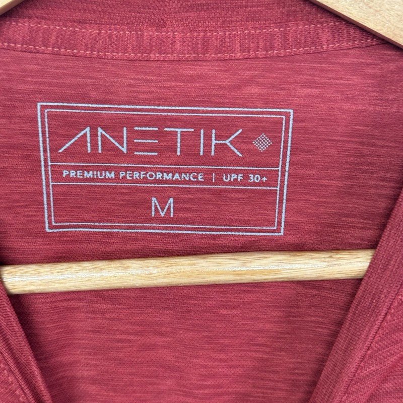 "ANETIK Premium Performance Sun Shirt Red Heathered UPF 30+ Tech T Shirt Men M gallery