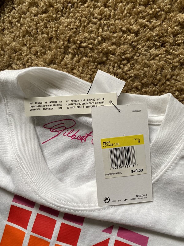 Nike 2019 Be True Gilbert Baker Rainbow Pride Retro Logo T Shirt Size Small gallery