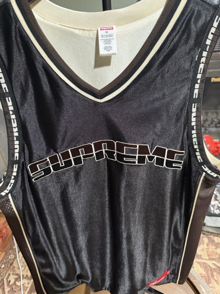 Supreme Reversible Basketball Jersey Black Brown Mesh Tank Top Medium Worn Once