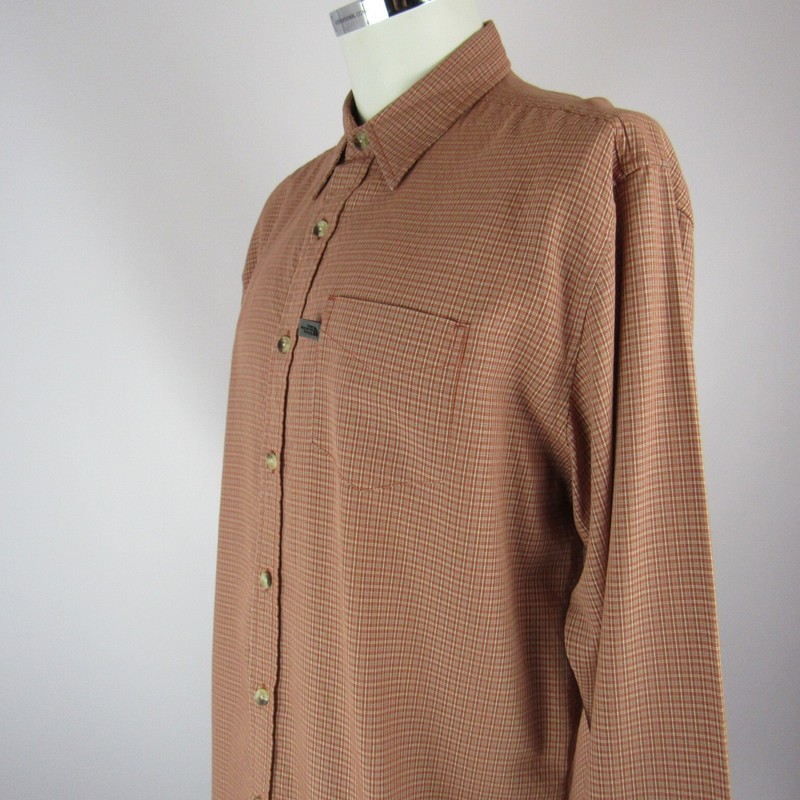 Vintage The North Face Shirt Men's Large Orange Checked Made in Hong Kong 90's gallery