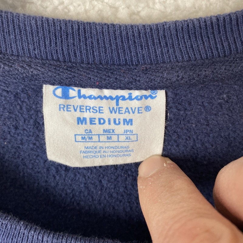 Champion Reverse Weave Sweatshirt Y2K VTG Blue Small (M) Puff Embroidered gallery