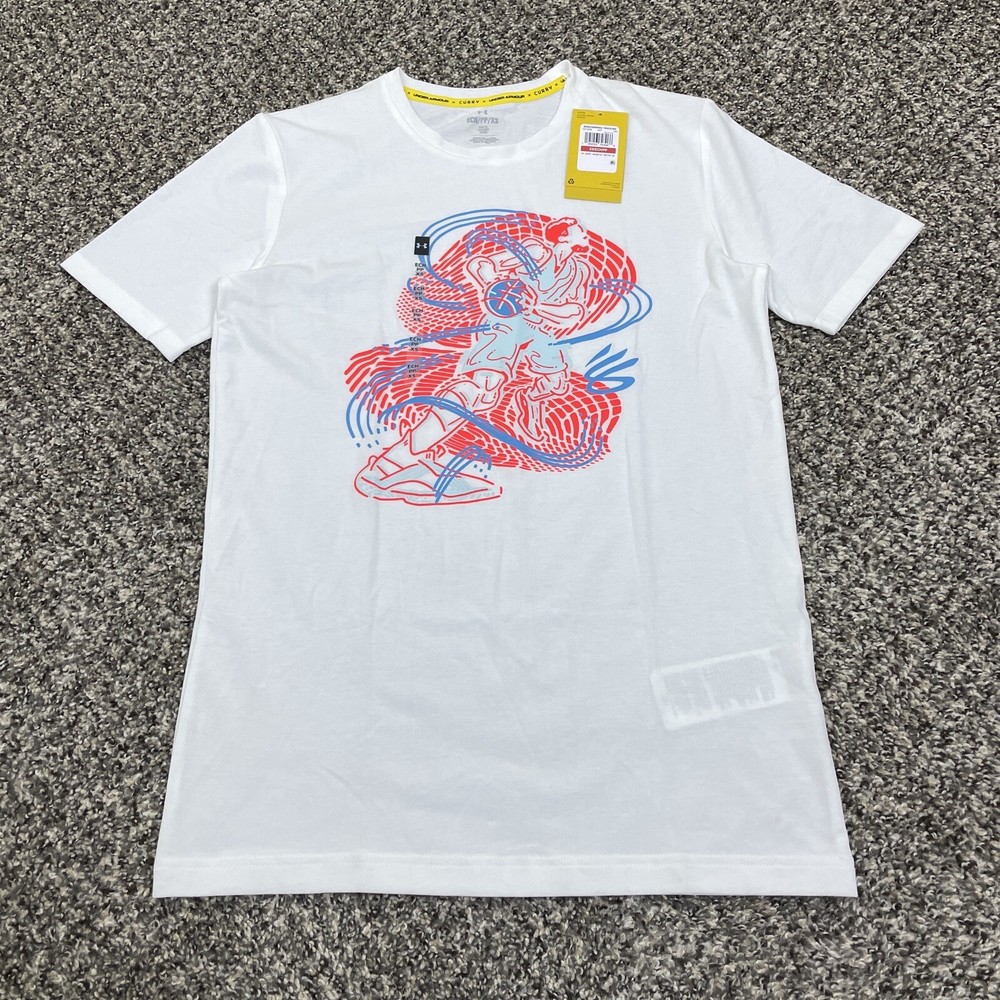 Under Armour x Curry Animated Sketch Mens Size XS T-Shirt 1374209 White SS $40