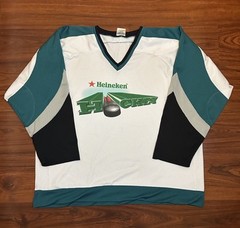 VTG 90s Heineken Hockey Beer Jersey Size Men’s XXL VKM White Teal Rare