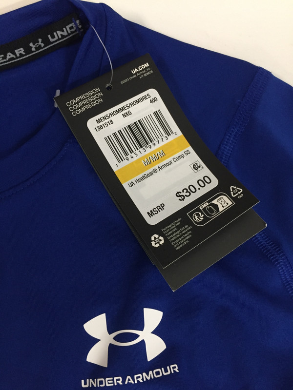 Under Armour 1361518 UA HeatGear Blue Compression T-Shirt Short Sleeve Tee Sz M gallery