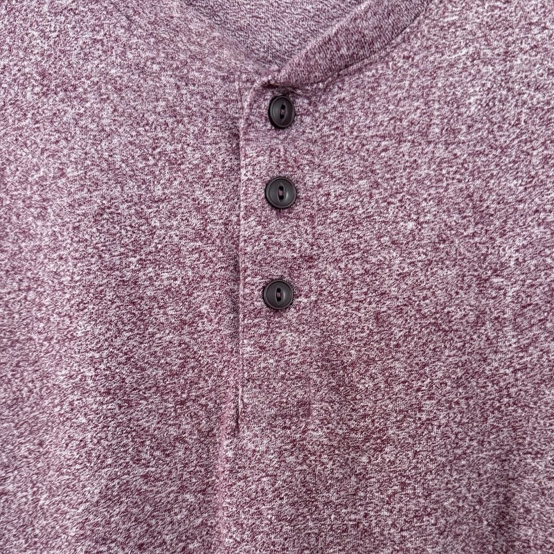 Old Navy Mens T Shirt sz L Burgundy Heathered Crew Neck Henley Long Sleeve gallery