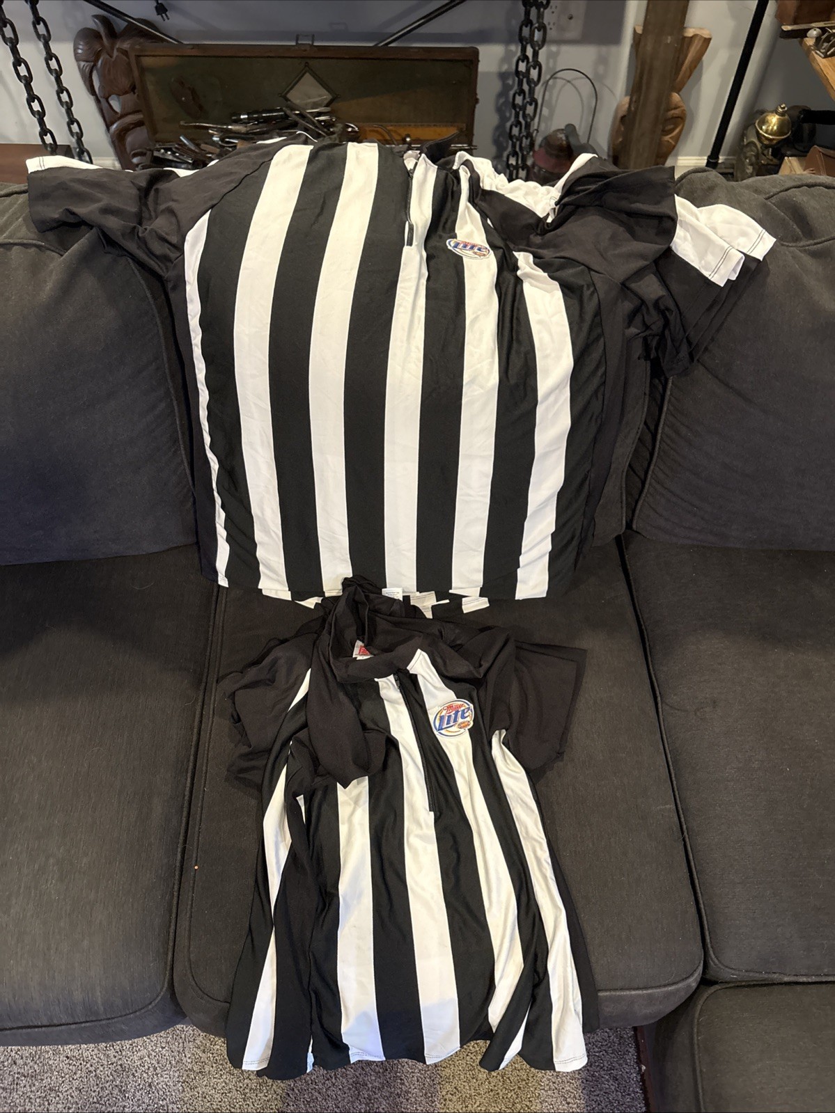 8 Miller Lite Athletic Referee Shirt LOT Costume Black White Stripe Sports SS gallery