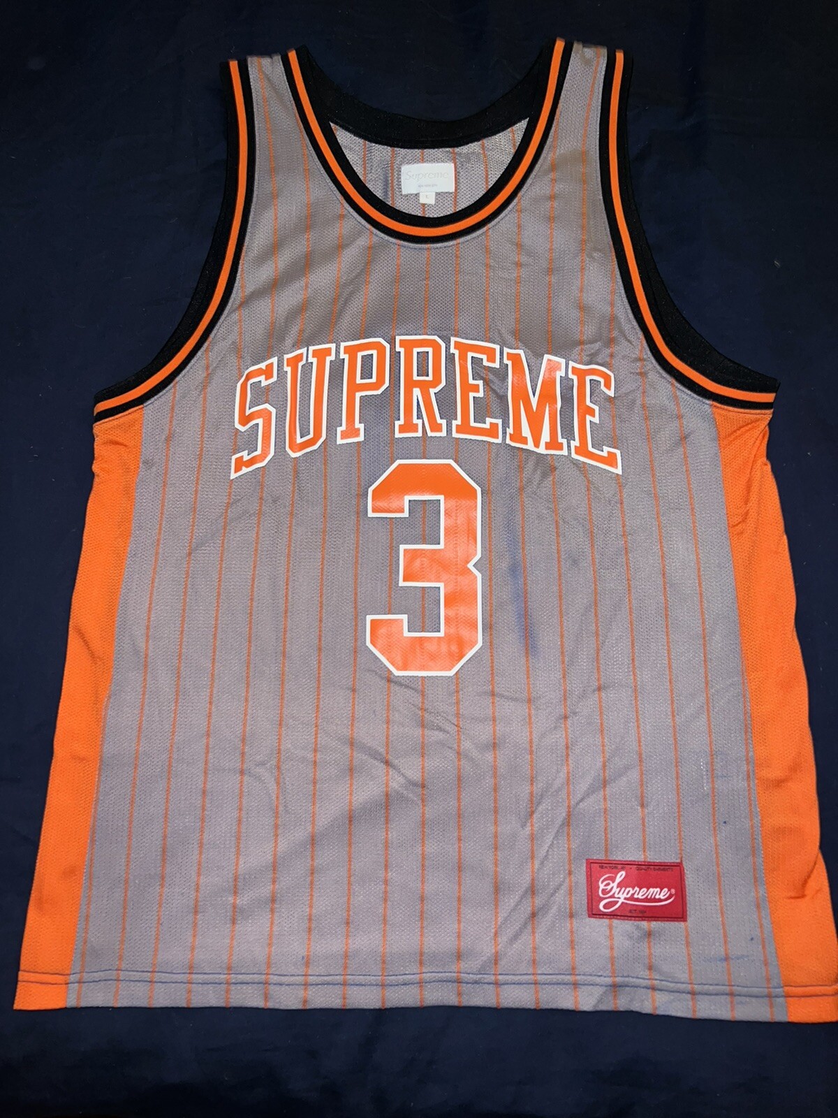 NEW Supreme Crossover Basketball Jersey Large Knicks SS16 Rare Factory Defect gallery