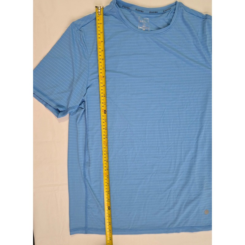 Soybu Mens Active Performance T-Shirt Blue Striped Short Sleeve Top Medium NWOT gallery