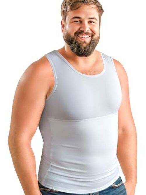 Compression Shirt for Men | Gynecomastia Compression Tank 3X-Large Tall White gallery