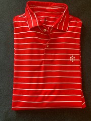 Fairway & Greene TECH Men’s Large Red and White Striped Golf Shirt – Large