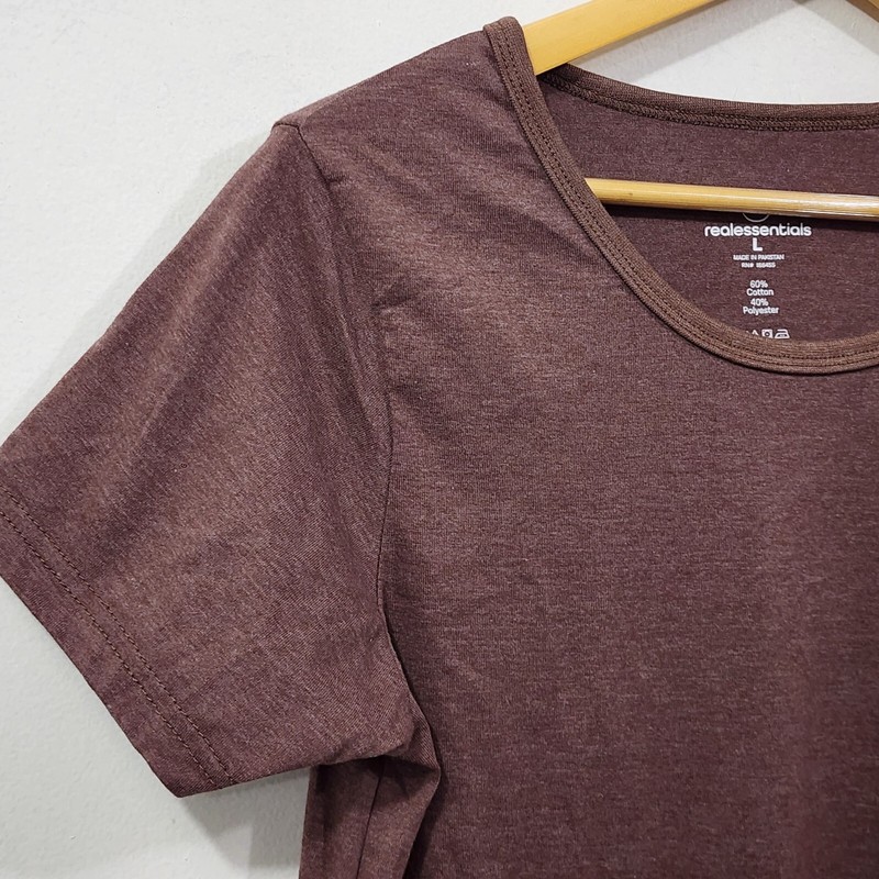 Real Essentials Mens Heather V Neck Short Sleeve Casual T Shirt Maroon Size L gallery