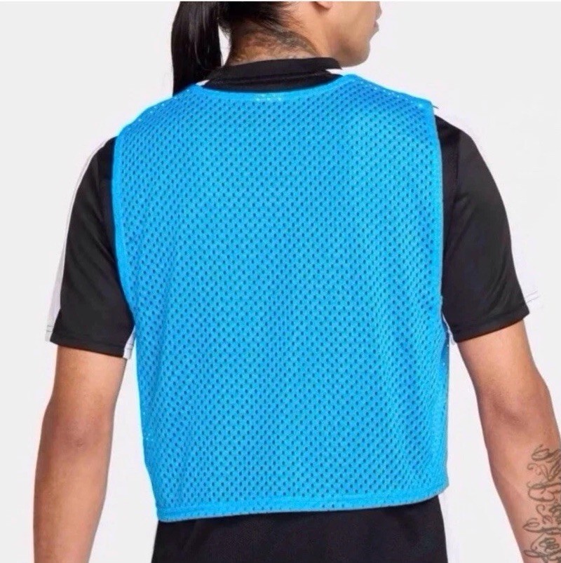Nike Mens Mesh Blue Training Soccer Football Vest Black Swoosh Size Small gallery