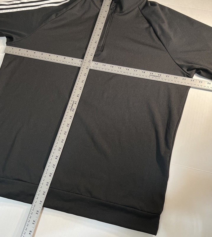 adidas 1/4 Zip Black Pullover Long Sleeve w/ Three Stripes Men's Size Large EUC gallery