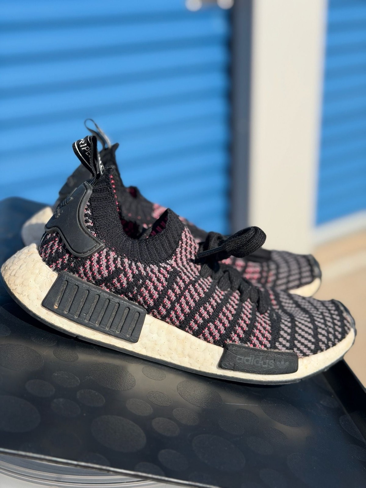 Adidas NMD_R1 Primeknit Glitch Camo Black Pink Size 6 gallery