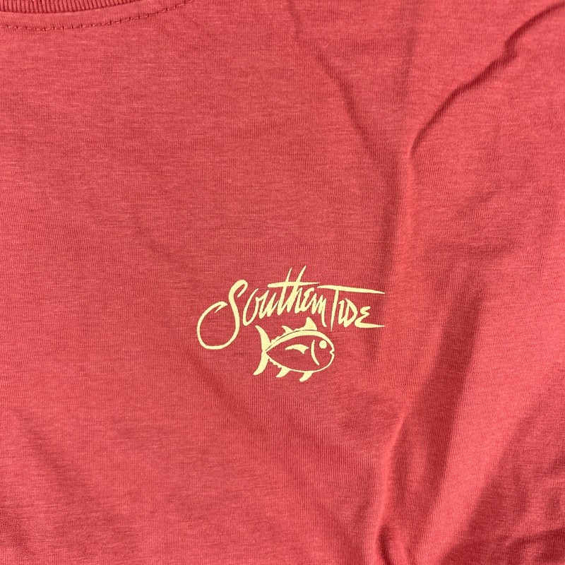 Southern Tide Tee T-Shirt LS Breakwater Bass Print Medium Coral NWT MSRP $52 gallery