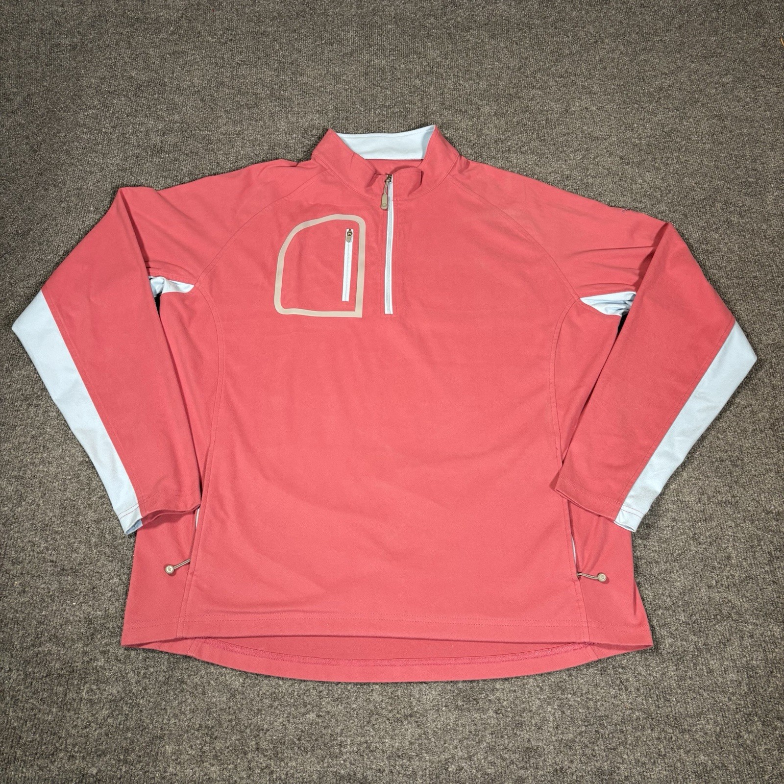 Peter Millar Surge Soft Shield 1/4 Zip Mens XL Golf Pullover Pink Salmon gallery