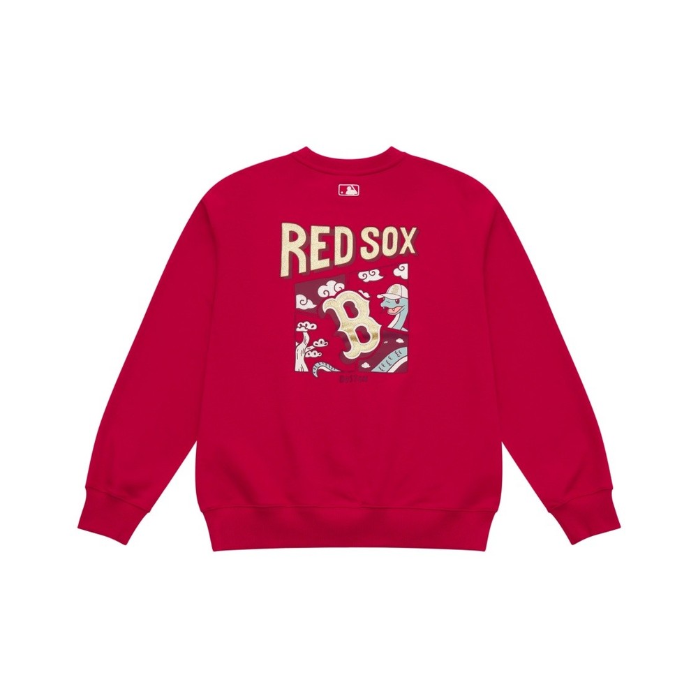 MLB Printed Pattern Solid Color Loose Fit Long Sleeve Sweatshirt Unisex Dark Red