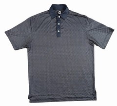FootJoy Men’s Medium Navy Blue Paisley Print Stretch Golf Polo Des Moines CC