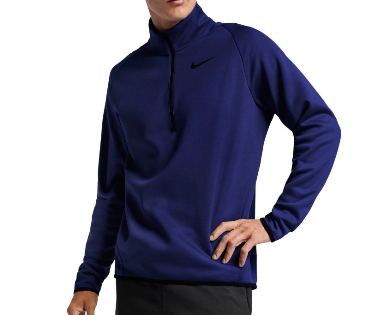 Nike Training Top Mens Small Therma Fleece Long Sleeve Quarter Zip Pullover Blue gallery