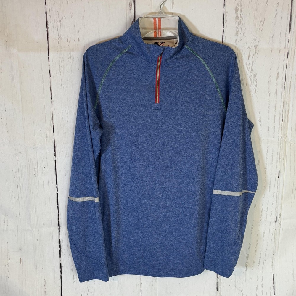 Robert Graham Pullover Mens Medium Blue 1/4 Zip Tailored Fit Performance Shirt