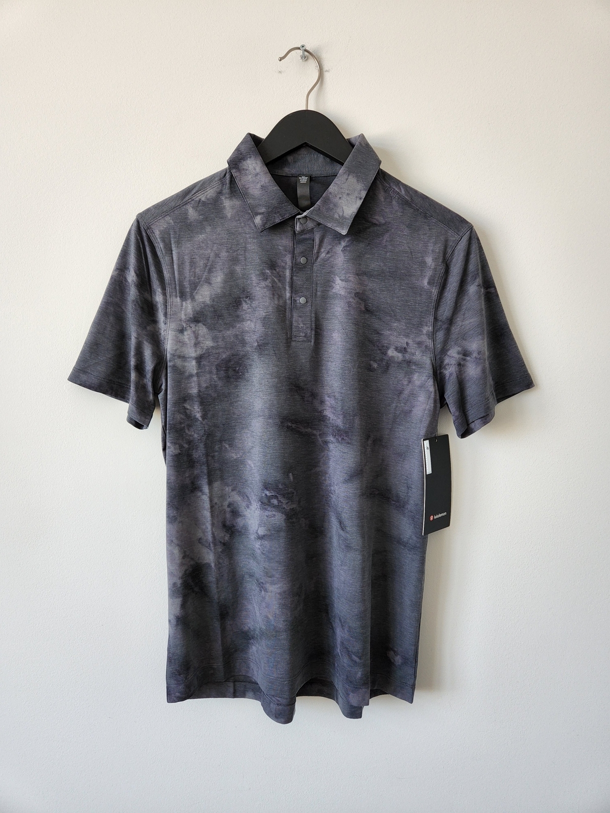 NWT LULULEMON DYAG Grey Dye Evolution Polo Wash Top Shirt Men's Medium gallery