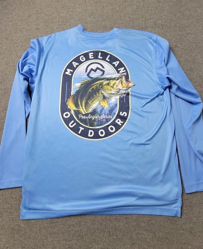 Magellan Outdoors Pro Angler Fishing Shirt Mens M Blue Mesh Lined Classic Fit gallery