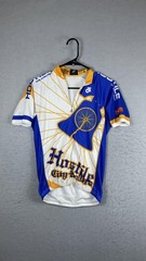 Cycling Jersey Mens Small Blue White Hostile City Rollers 1/4 Zip