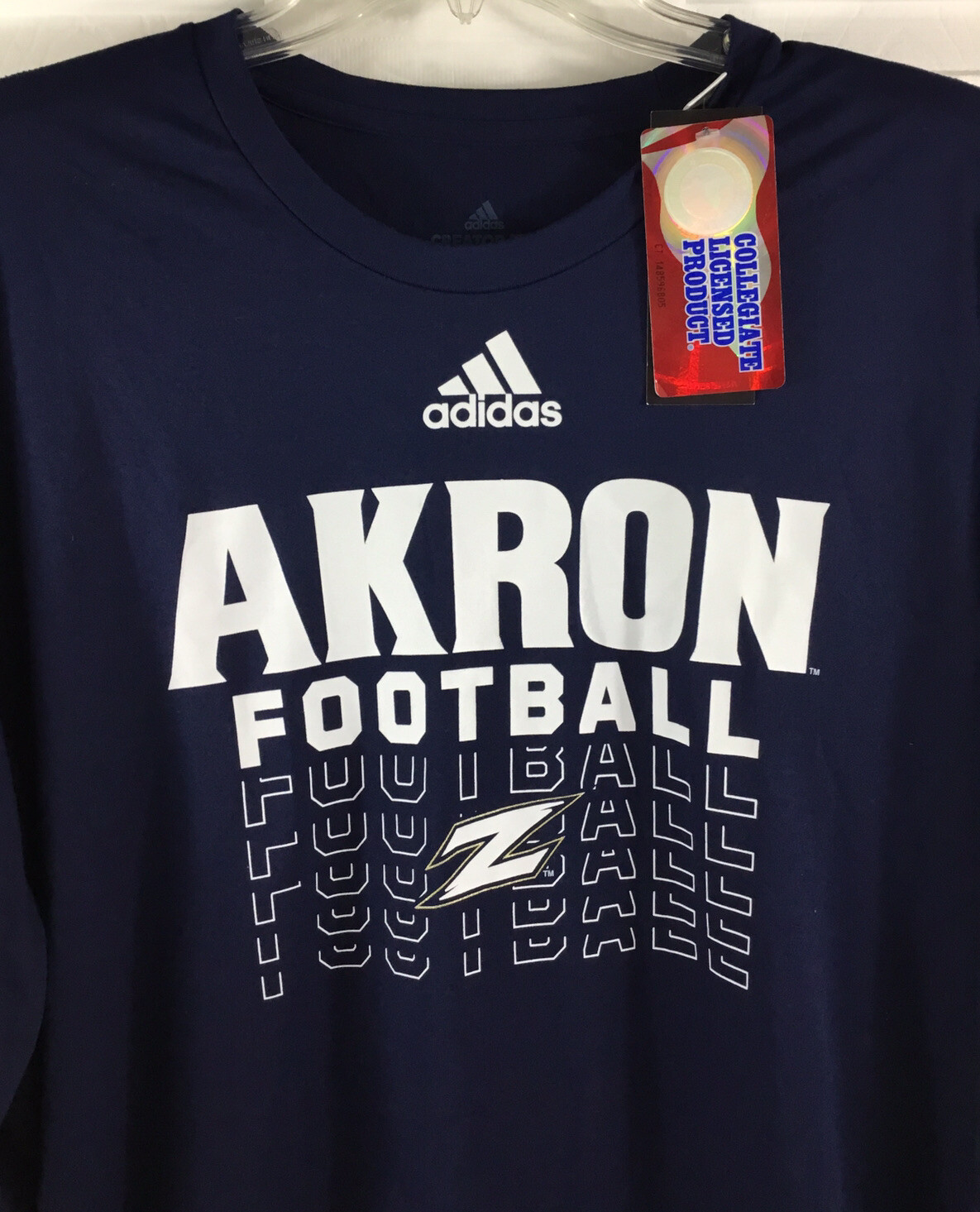 Adidas Aeroready Tee Men’s 2XL Akron Football Long Sleeve Creator Tee Shirt Navy gallery