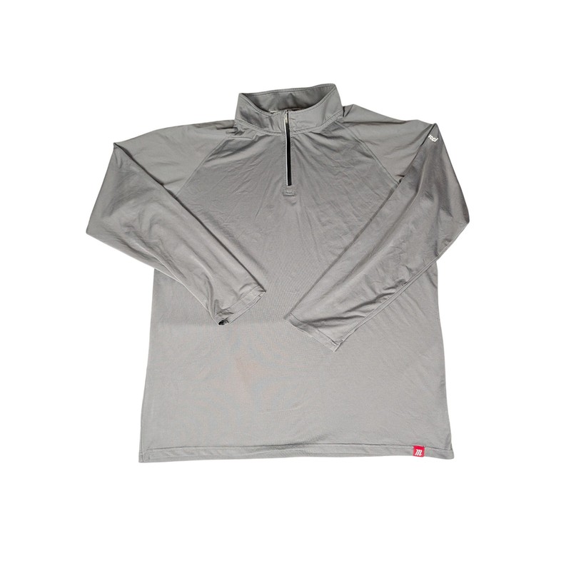 Marucci Mens Grey Quarter Zip Pullover Long Sleeve Athletic Performance Shirt gallery