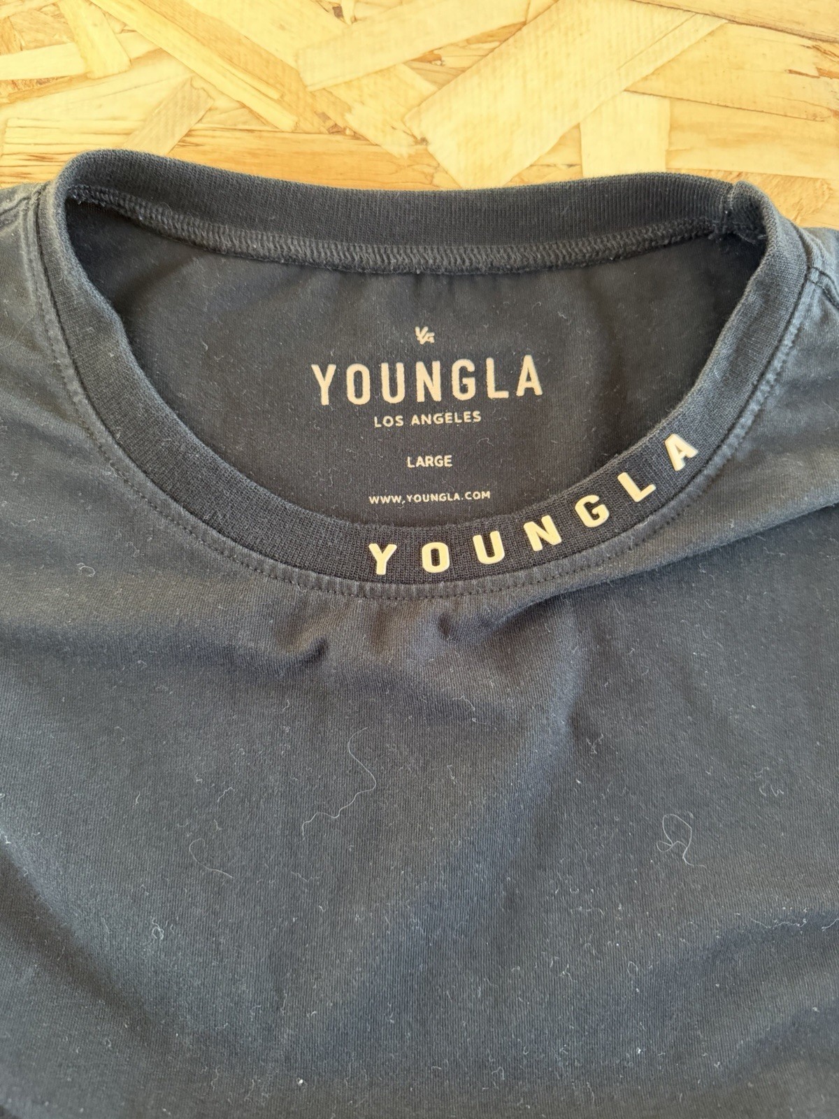 YoungLA Mens Large Long Sleeve Black Cotton Blend Heavy Weight T-Shirt Branded gallery