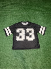 Manfinity Mens Mesh Athletic Jersey Black White 33 Varsity Shirt Small Boxy Cut