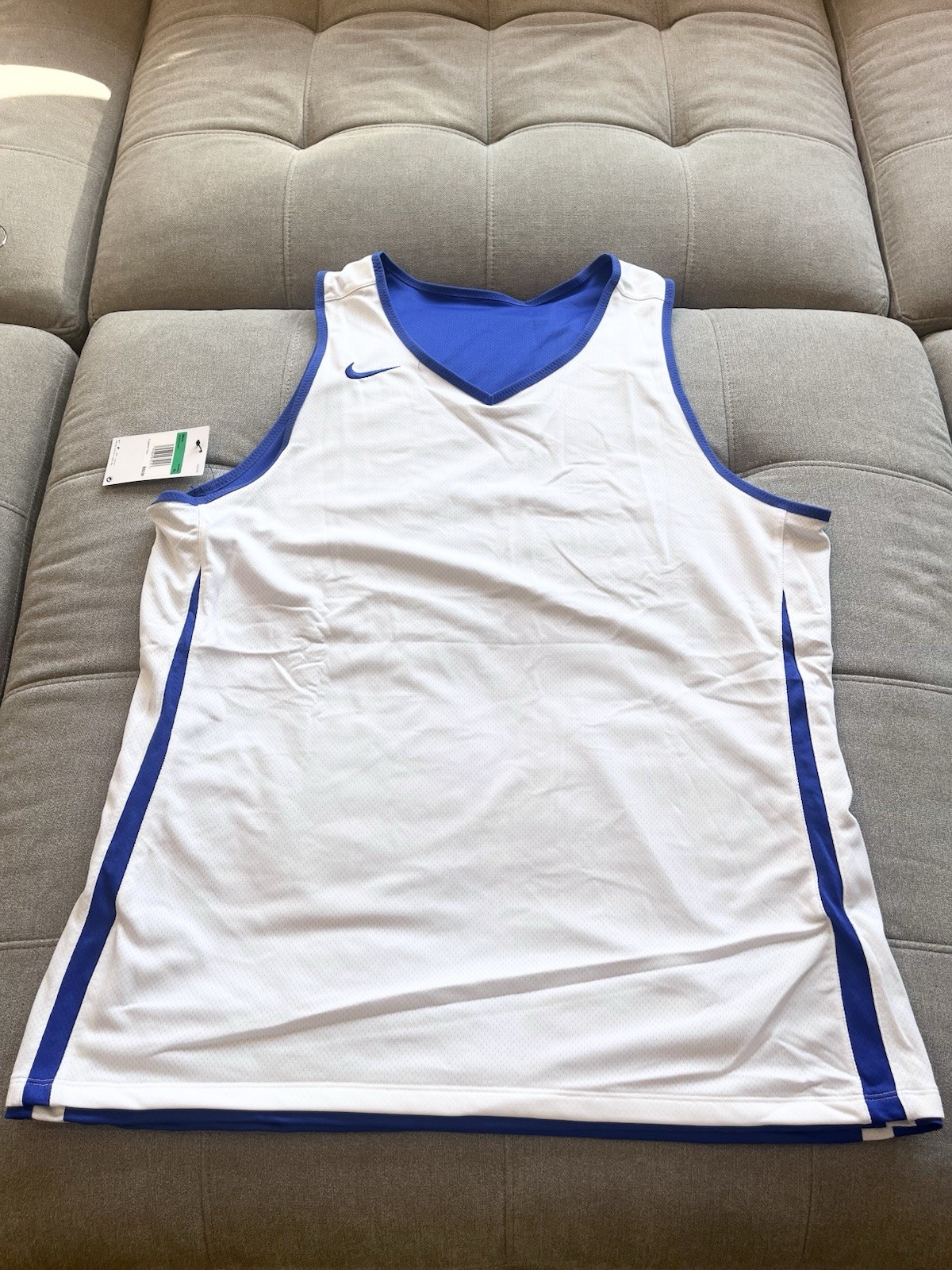 NWT Nike Reversible Basketball Jersey Men’s XL Blue White Mesh Tank DN5212-494 gallery