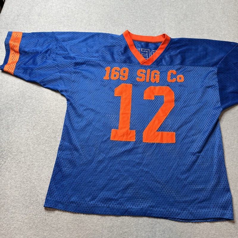 Vintage Unbranded Jersey Mens Large Blue Mesh Embroidered Sports Football 70s gallery