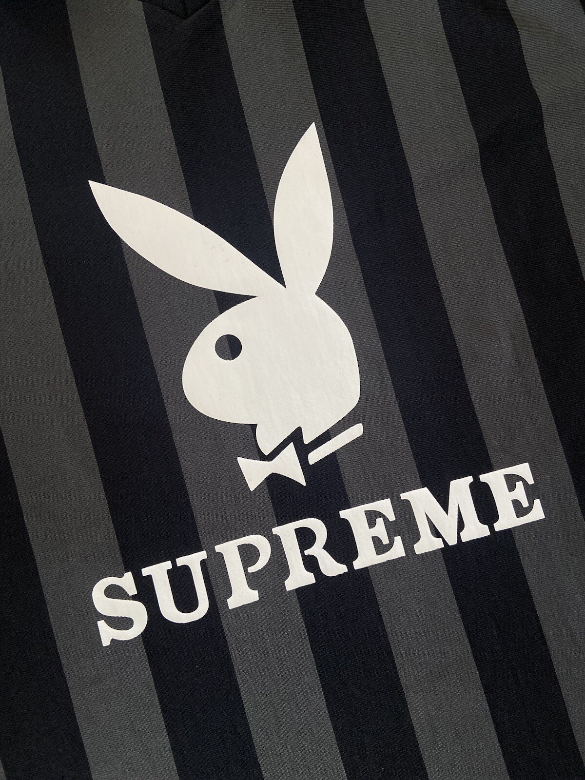 Supreme x Playboy Soccer Jersey Top SS18 Black Size Large Shirt Rugby gallery
