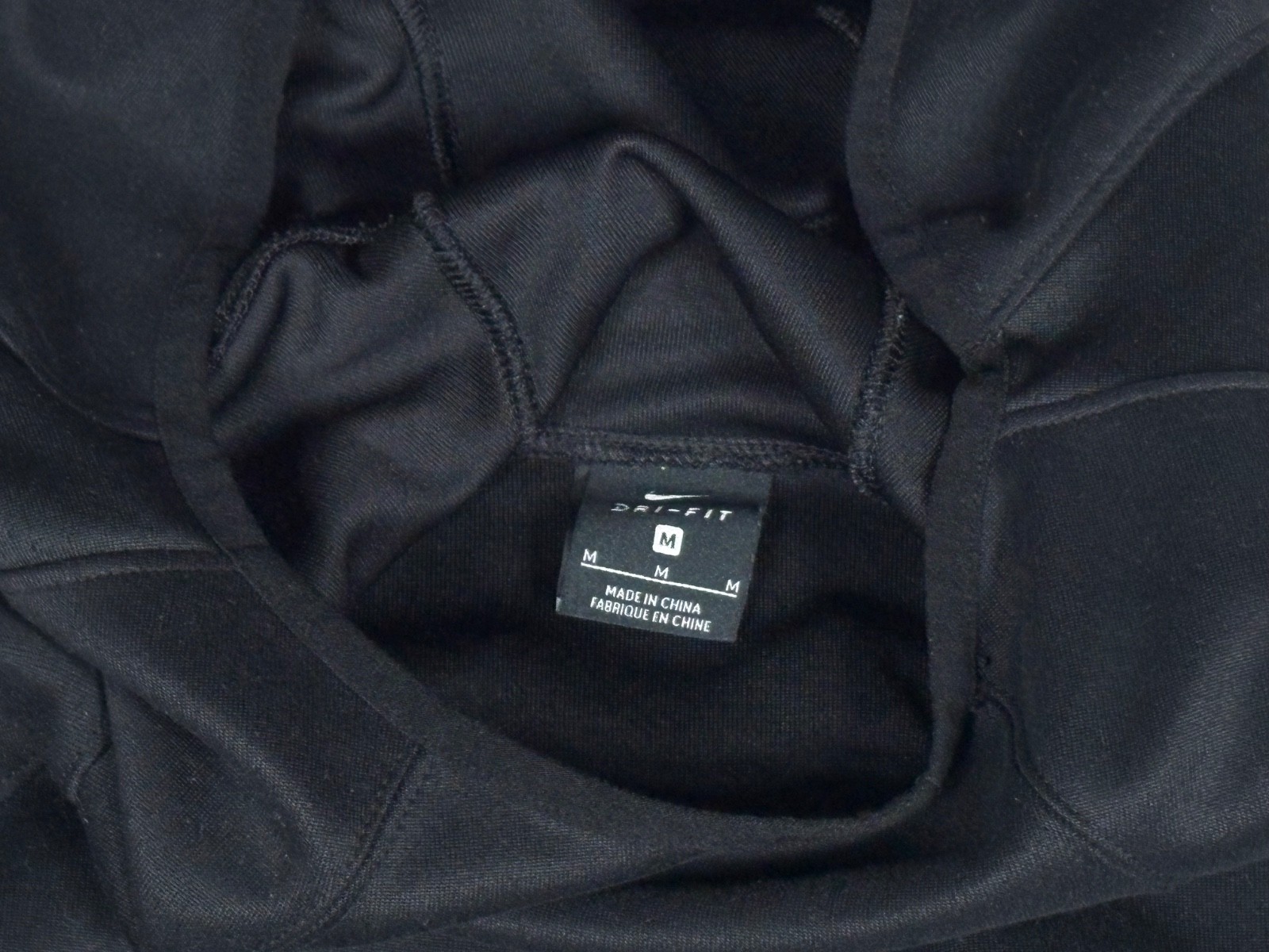 Nike Men Medium Black Dri Fit Hoodie Mock Neck Long Tail Athletic Training gallery