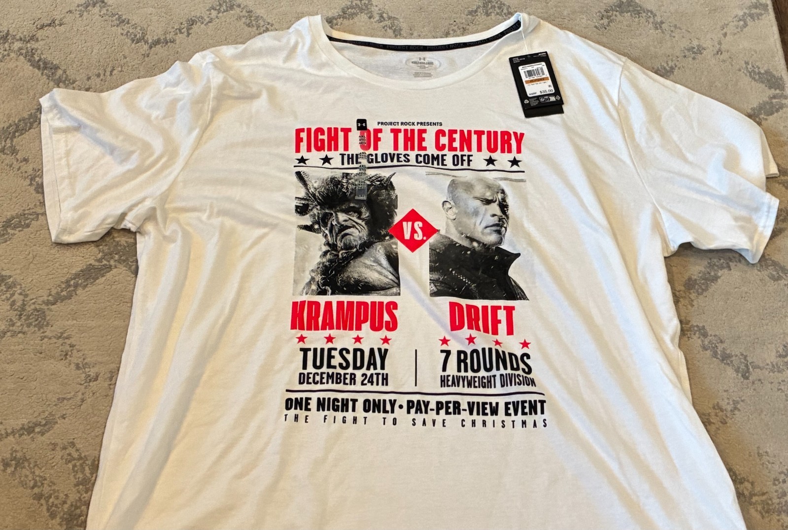 NWT Men's 4XL Under Armour Project Rock Shirt Red One Fight 6003013 100 White UA gallery