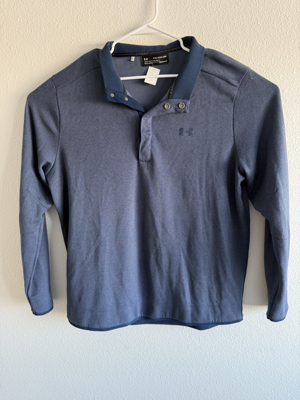 Under Armour Golf Storm Sweater Fleece Snap Mock Blue 1/4 Mens XXL 2XL loose gallery