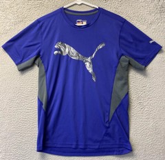 PUMA Mens S Purple Gray Short Sleeve Activewear T Shirt Lightweight/33-83