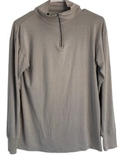 Winter Silks Mens Gray Silk Blend Mock Neck Half-Zip Pullover Top Size S 8927