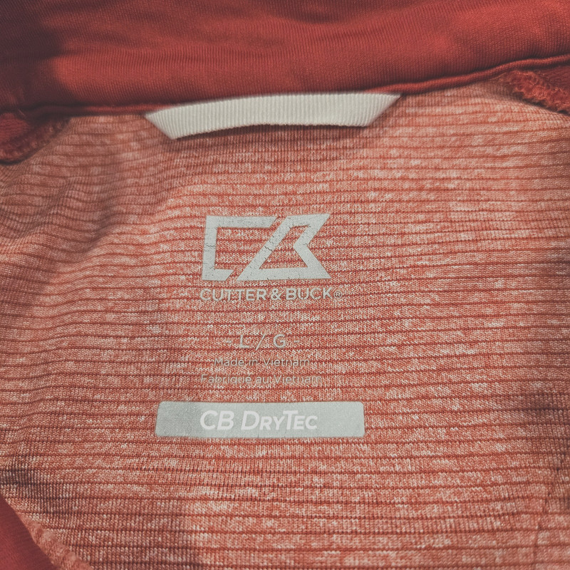 Cutter & Buck Men L Rust DryTec 1/4 Zip Pullover Long Sleeve Athletic Shirt gallery
