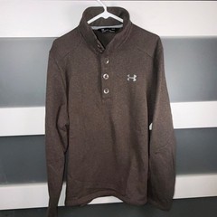 Under Armour ColdGear Brown Fitted Mock Neck Long Sleeve Button Pullover Men’s L