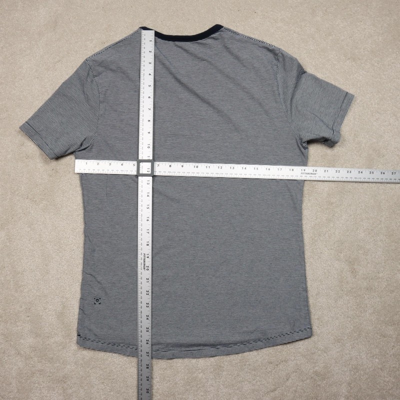 Lululemon 5 Year Basic Tee Shirt Mens Medium Blue Striped Short Sleeve Casual gallery