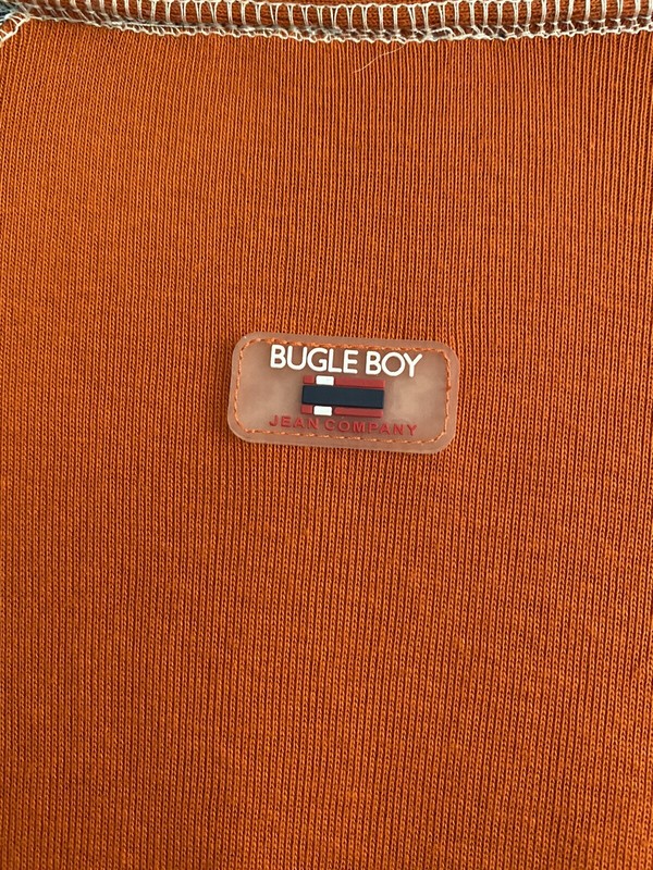 BUGLE BOY - Men’s 1/4 Zip, Long Sleeve Pullover Shirt - Size L -NEW -Blue/Orange gallery